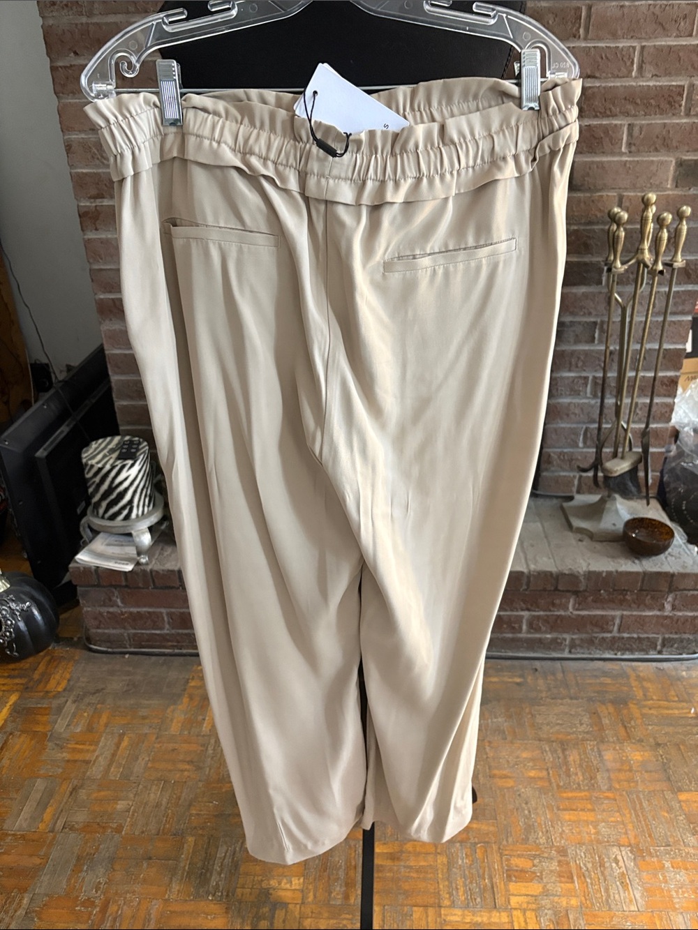 Reiss Beige Wide-Leg Drawstring Pants - Picture 3 of 5